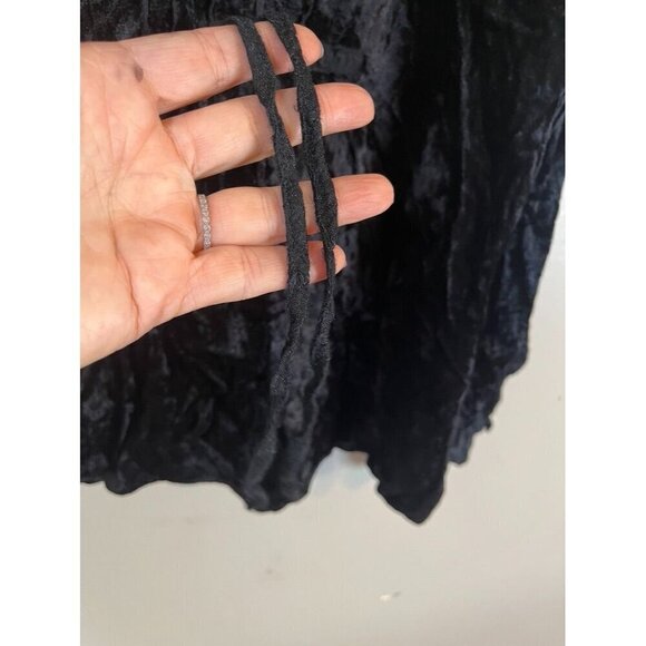 Retro Velour Top L Black Western Chic Boho Neutral Minimalist 80s Classic Artsy - Picture 9 of 12